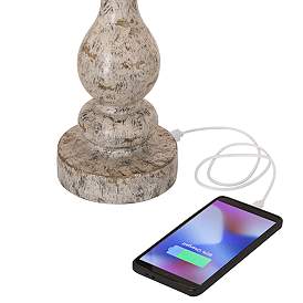 Image3 of 360 Lighting Jordanna 26" Distressed Finish USB Table Lamps Set of 2 more views