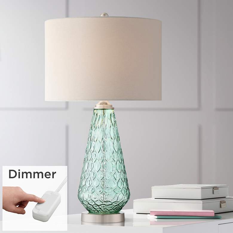 Image 1 360 Lighting Julia 26 3/8 inch Seafoam Green Glass Table Lamp with Dimmer
