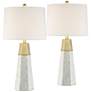 360 Lighting Julie Gold Faux Marble Tapered Column Table Lamps Set of 2