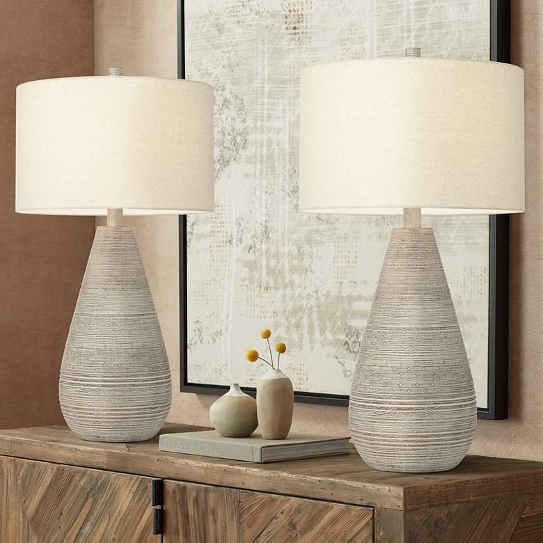 Image 1 360 Lighting Julio 30" Natural Gray Modern Vase Table Lamps Set of 2