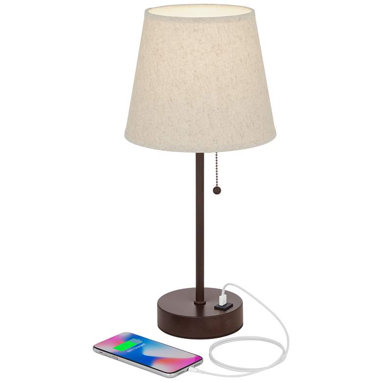 Image 3 360 Lighting Justin 18 1/4 inch High Bronze USB Table Lamps Set of 2 more views
