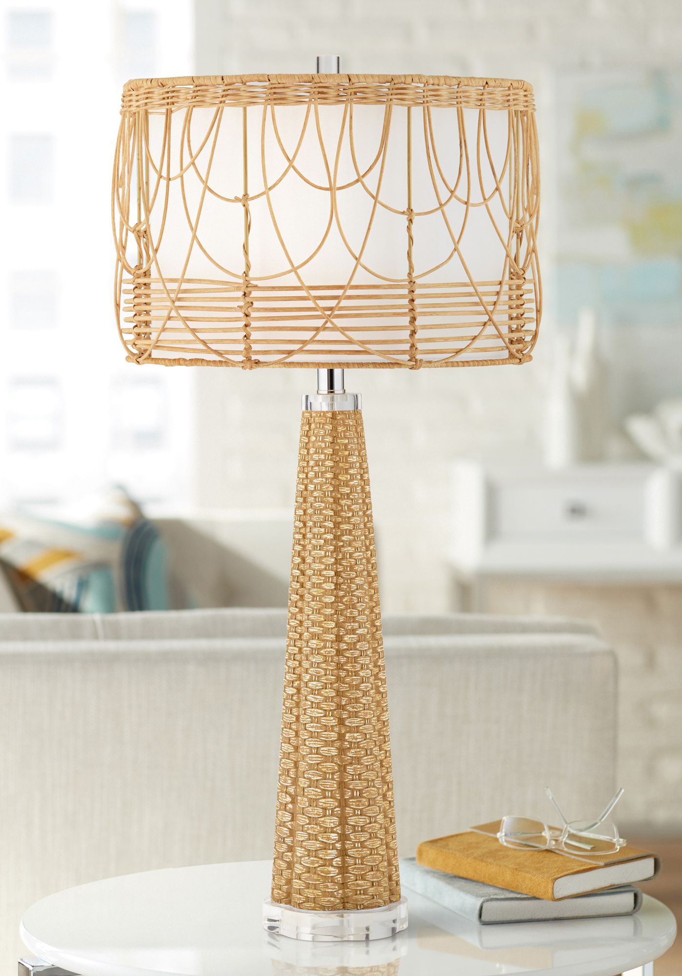 Wicker lamp offers and shade 31” with shade