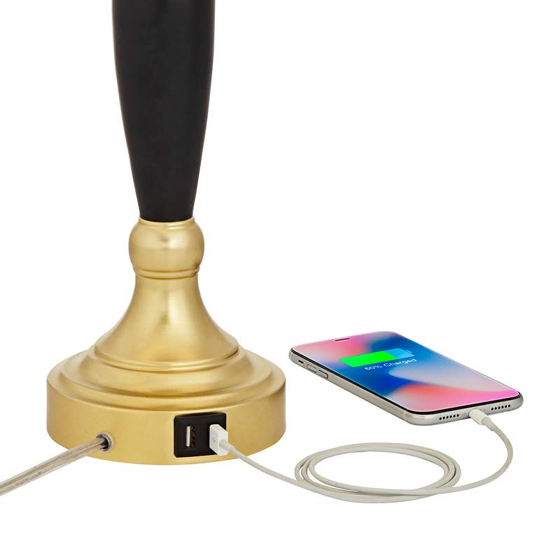 Image 2 360 Lighting Kamila 27" Black Gold Pleated Shades USB Lamps Set of 2 more views