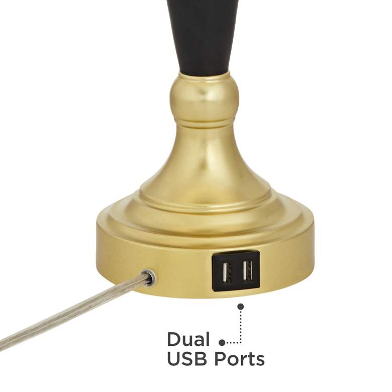 Image 3 360 Lighting Kamila 27" Black Gold Pleated Shades USB Lamps Set of 2 more views
