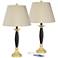 360 Lighting Kamila Black Gold USB Table Lamps with Pleated Shades Set of 2