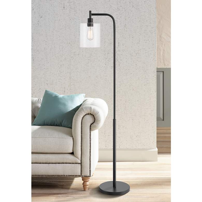 Image 7 360 Lighting Karis 62" Black and Glass Downbridge Floor Lamps Set of 2 more views