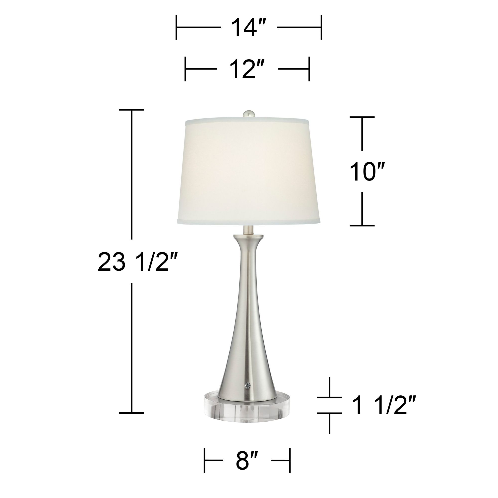 360 Lighting Karl 23 1/2" Modern Nickel USB Lamps with Acrylic Risers