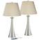 360 Lighting Karl 27 1/2" Pleated Shades and Nickel USB Lamps Set of 2