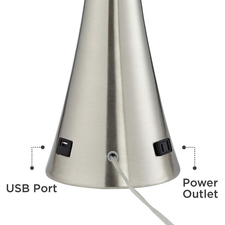Image 3 360 Lighting Karl 27 1/2" Pleated Shades and Nickel USB Lamps Set of 2 more views