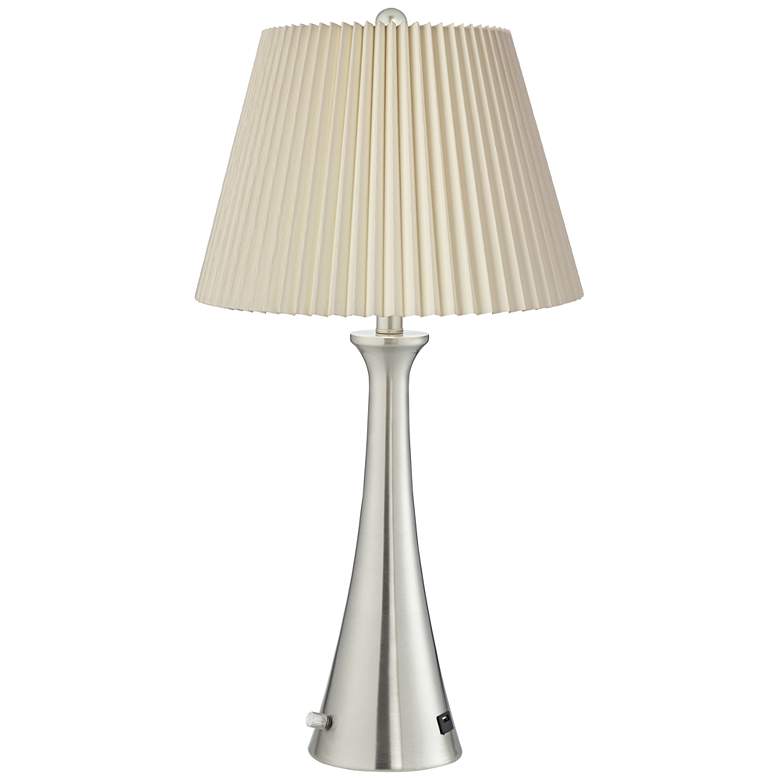 Image 6 360 Lighting Karl 27 1/2 inch Pleated Shades and Nickel USB Lamps Set of 2 more views