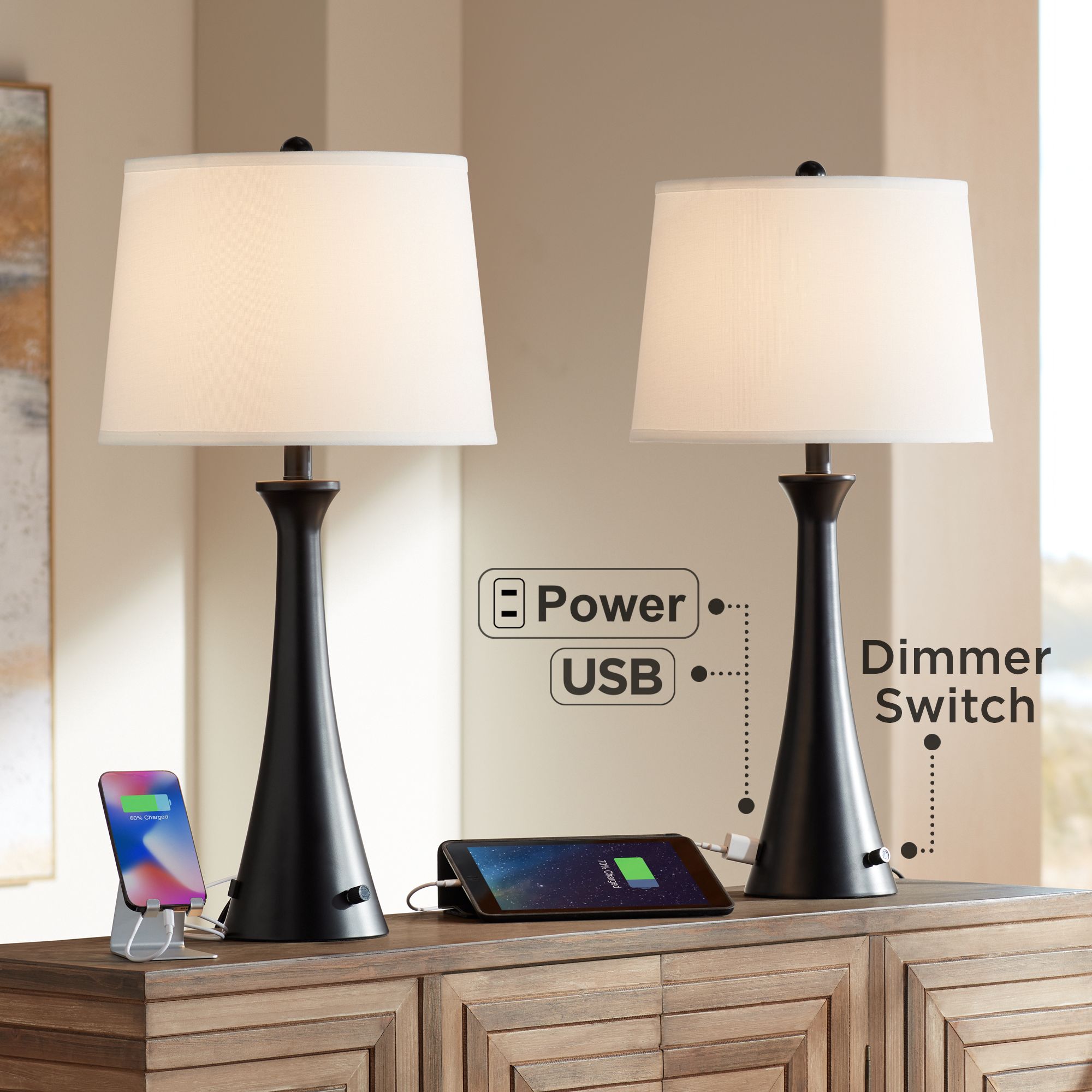 Bedroom lamps deals with usb