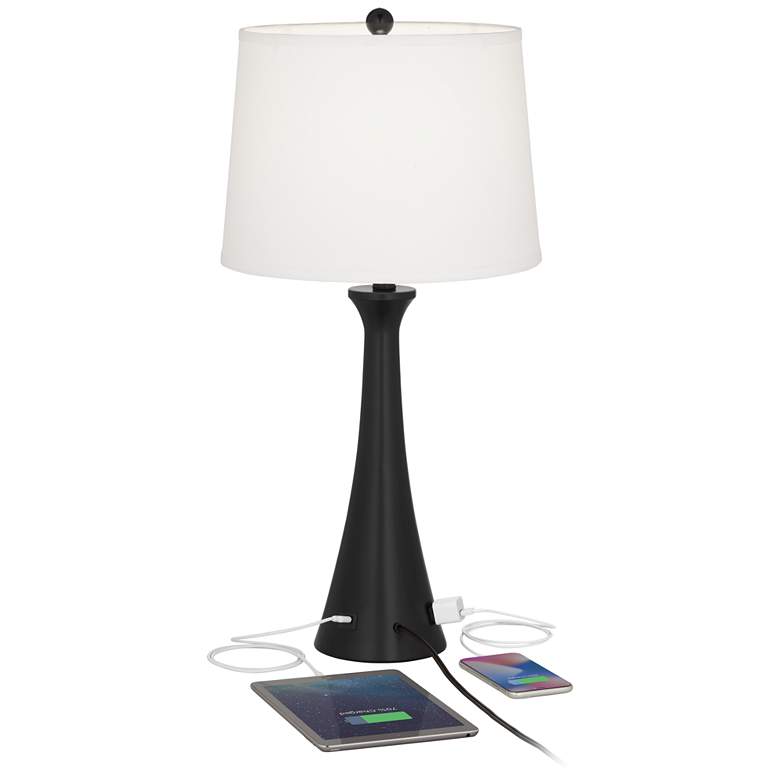 Image 3 360 Lighting Karl 28 1/4 inch Black Finish Outlet-USB Table Lamps Set of 2 more views