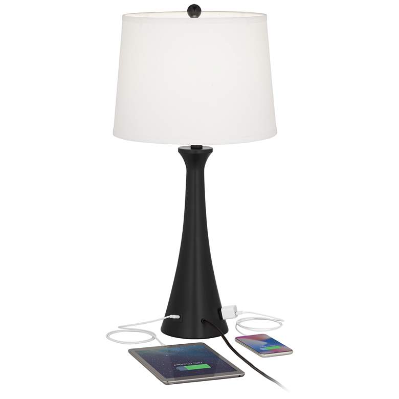 Image 3 360 Lighting Karl 28 1/4" Black Finish Outlet-USB Table Lamps Set of 2 more views