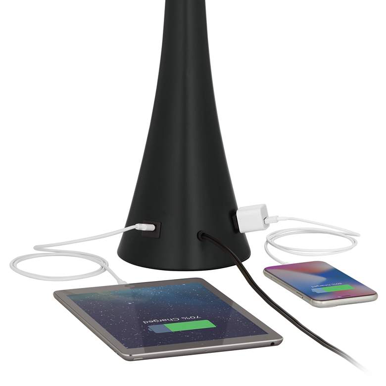 Image 4 360 Lighting Karl 28 1/4" Black Finish Outlet-USB Table Lamps Set of 2 more views