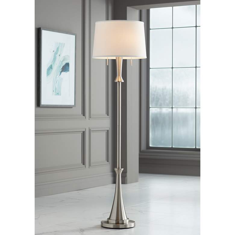 360 Lighting Karl 63 3/4&quot; High Luxe Modern Brushed Nickel Floor Lamp
