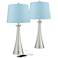 360 Lighting Karl Blue and Brushed Nickel USB Table Lamps Set of 2
