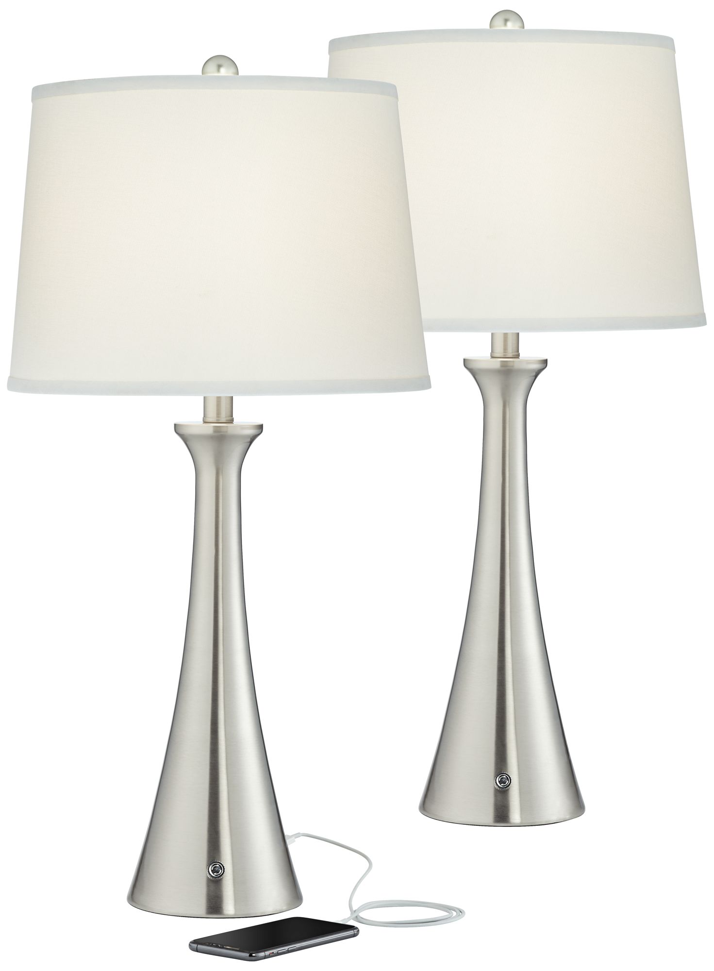 Curve brushed store nickel table lamp