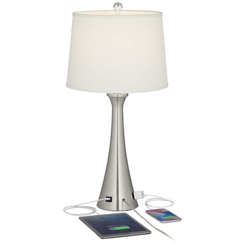 Image 3 360 Lighting Karl Brushed Nickel USB Lamps Set of 2 with Full Range Dimmers more views