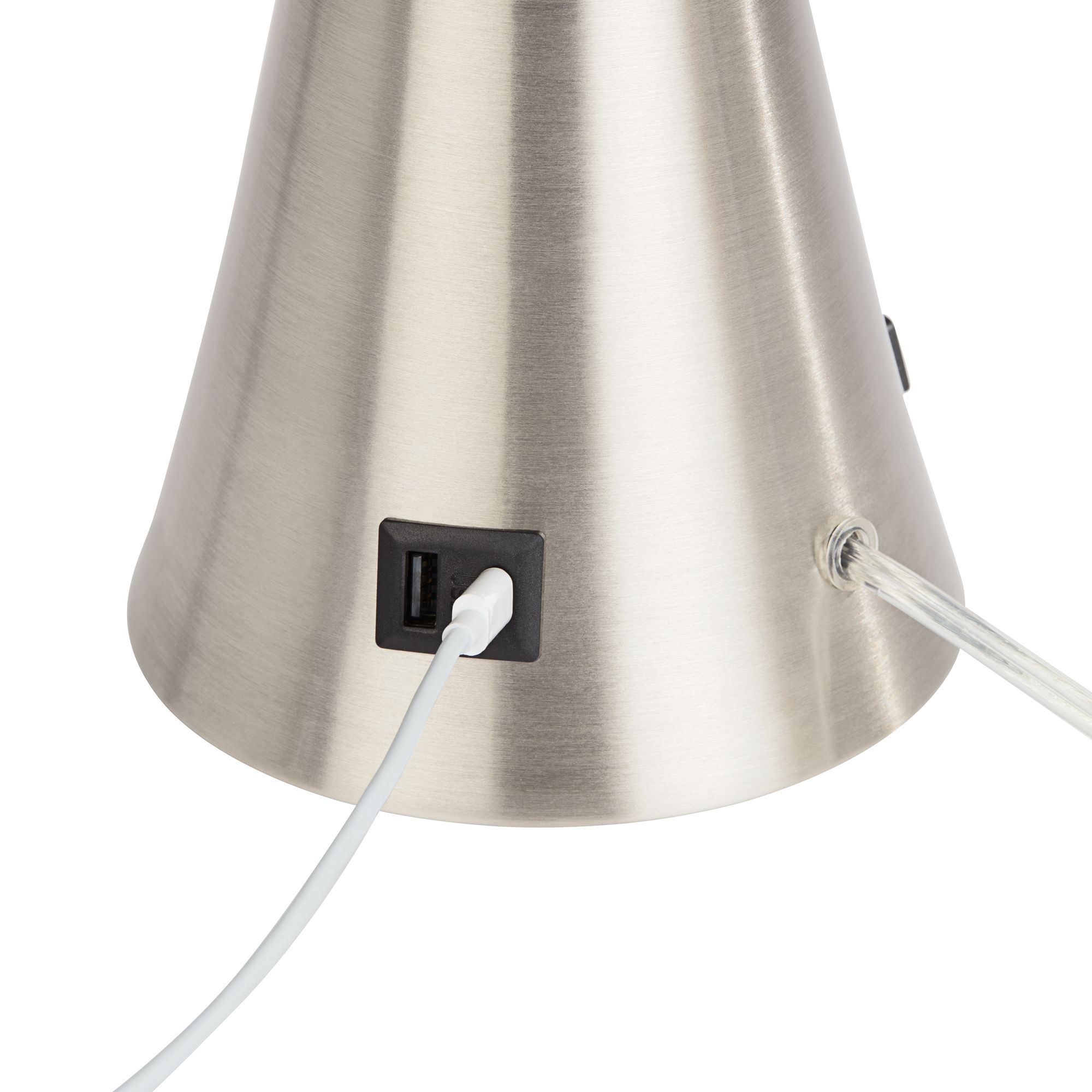 Watch A Video About the 360 Lighting Karl Brushed Nickel USB Lamps Set of 2 with Full Range Dimmers