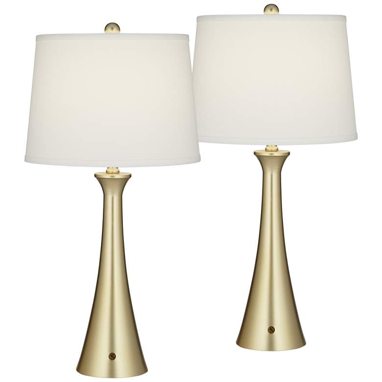 Image 2 360 Lighting Karl Gold 27 1/2" Dimmer and USB Table Lamps Set of 2