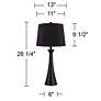 360 Lighting Karl Modern Black Outlet and USB Table Lamps Set with Dimmers