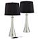 360 Lighting Karl Nickel and Black Shade Lamps Set of 2 with USB and Outlet