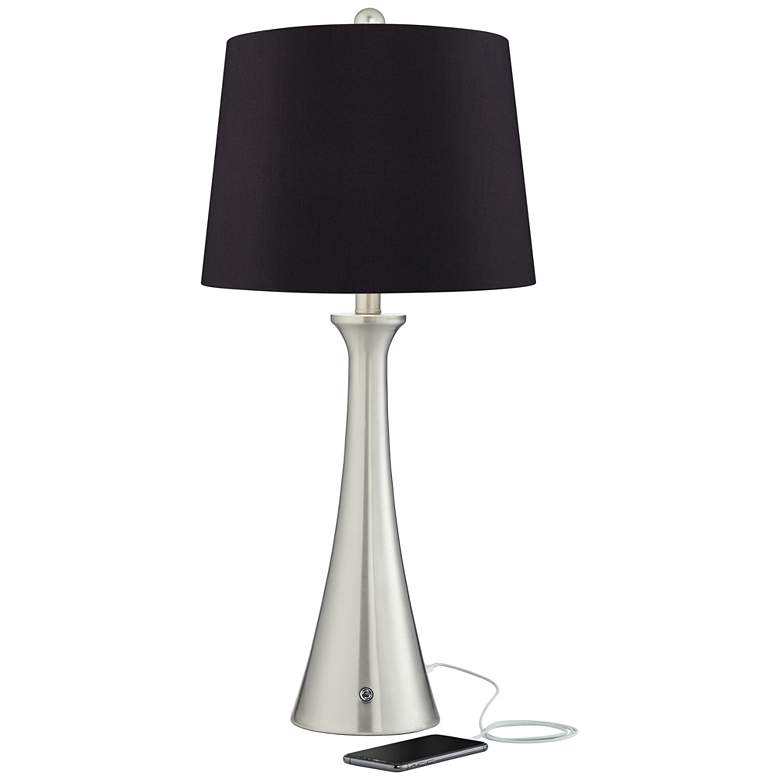 Image 6 360 Lighting Karl Nickel and Black Shade Lamps Set of 2 with USB and Outlet more views
