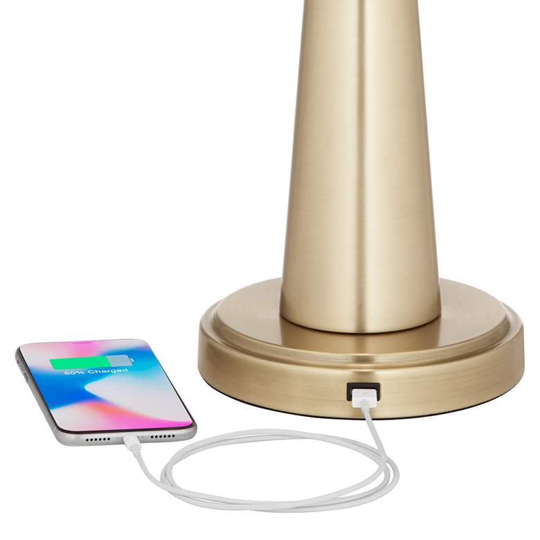 Image 4 360 Lighting Karla 25" Brass Finish Modern USB Table Lamps Set of 2 more views