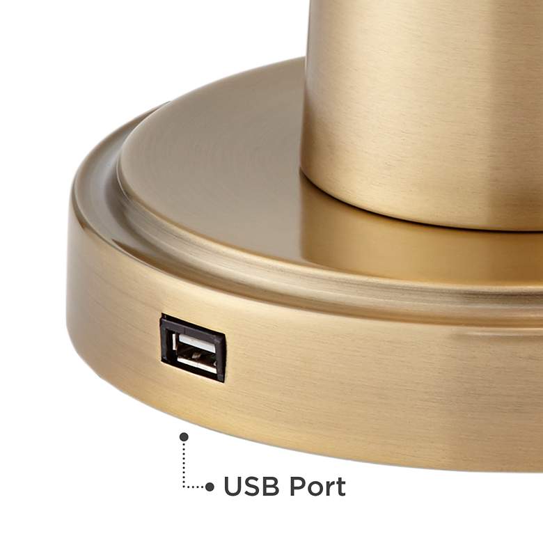 Image 5 360 Lighting Karla 25" Brass Finish Modern USB Table Lamps Set of 2 more views