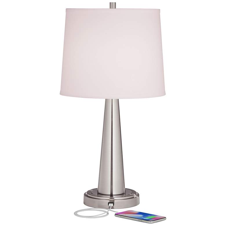 Image 3 360 Lighting Karla 25" Nickel USB Table Lamps Set of 2 with Dimmers more views