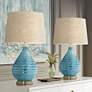 360 Lighting Kayley 24" High Modern Blue Ceramic Table Lamps Set of 2