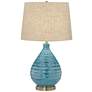 3_360 Lighting Kayley 24" Linen Shade Sky Blue Ceramic Table Lamp