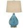 360 Lighting Kayley 24" Linen Shade Sky Blue Ceramic Table Lamp