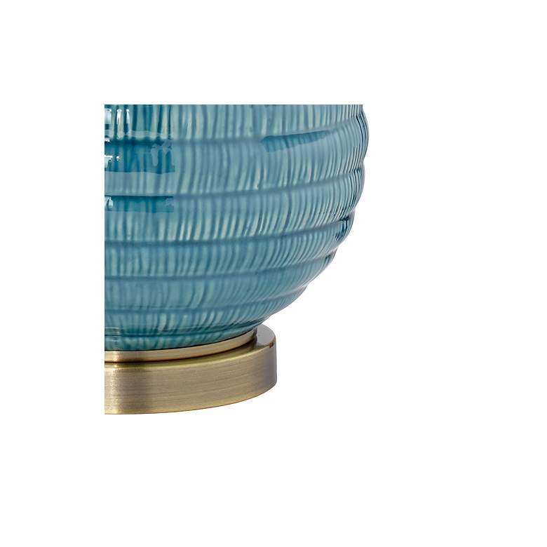 Image 5 360 Lighting Kayley 24 inch Linen Shade Sky Blue Ceramic Table Lamp more views