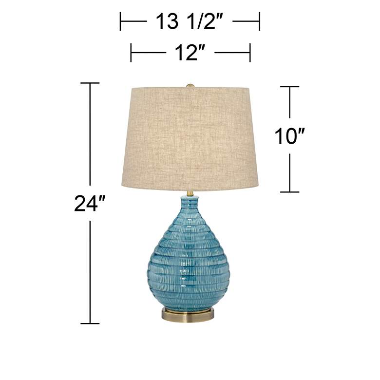Image 6 360 Lighting Kayley 24 inch Linen Shade Sky Blue Ceramic Table Lamp more views