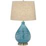 360 Lighting Kayley Linen Shade Sky Blue Ceramic Table Lamp in scene