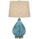 360 Lighting Kayley Linen Shade Sky Blue Ceramic Table Lamp