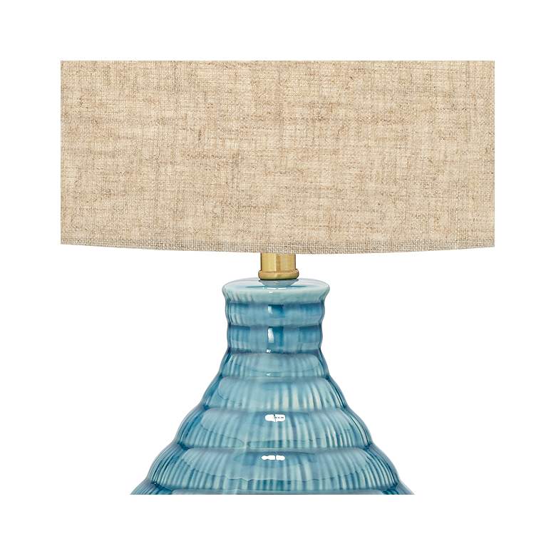 Image 4 360 Lighting Kayley Linen Shade Sky Blue Ceramic Table Lamp more views