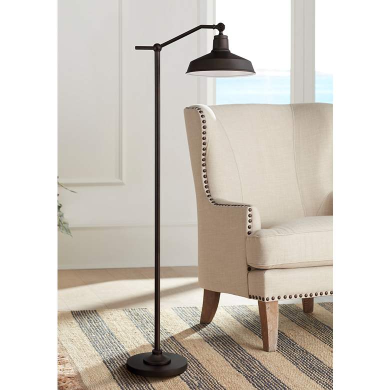 Image 1 360 Lighting Kayne 61" Bronze Downbridge Floor Lamp with USB Dimmer