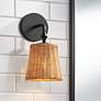 3_360 Lighting Keanu 11 1/4" High Rattan and Matte Black Wall Sconce