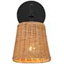 6_360 Lighting Keanu 11 1/4" High Rattan and Matte Black Wall Sconce more views