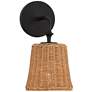 7_360 Lighting Keanu 11 1/4" High Rattan and Matte Black Wall Sconce more views