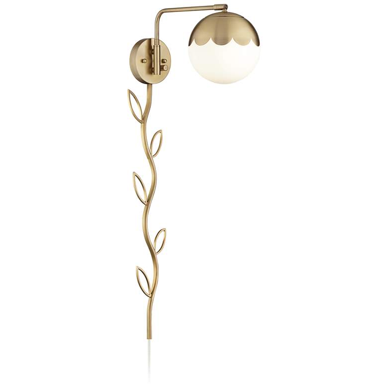 Image 1 360 Lighting Kelowna Glass Globe Plug-In Wall Lamp with Cord Cover