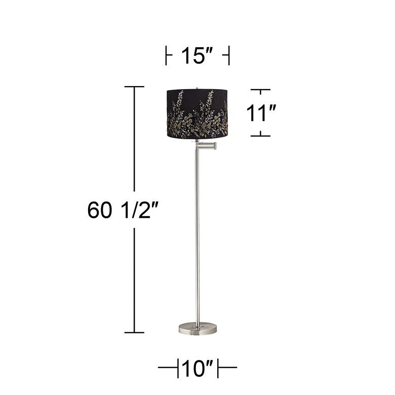 Image 5 360 Lighting Kenley 60 1/2 inch Black Floral Nickel Swing Arm Floor Lamp more views