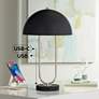 360 Lighting Keo 22" High Modern Black Dome Twin USB Port Table Lamp