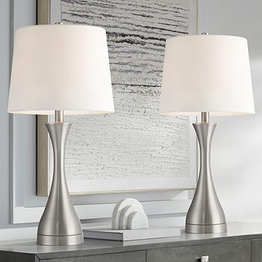 360 Lighting Koncave 24 1/2" Modern Nickel Table Lamps Set of 2