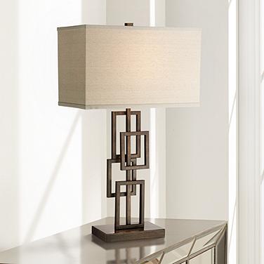 360 Lighting Kory 26 1/2" Bronze Rectangles Geometric Table Lamp
