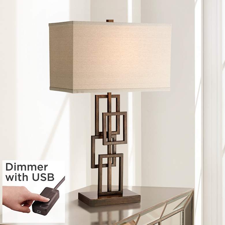 Image 1 360 Lighting Kory 26 1/2" Stacked Rectangles Lamp with USB Cord Dimmer