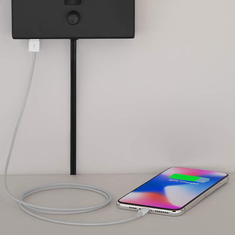 Image 4 360 Lighting Lanett Black Plug-in Swing Arm USB Wall Lamps Set of 2 more views