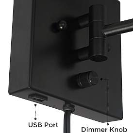 Image5 of 360 Lighting Lanett Black Plug-in Swing Arm USB Wall Lamps Set of 2 more views